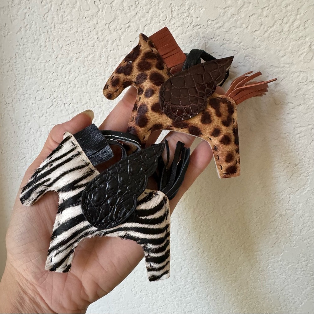 Hand Sewn | Zebra OR Leopard Hair Rodeo Horse Pegasus w/ Crocodile Charm Purse